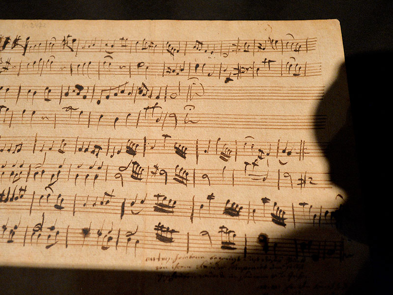Notenblatt Wolfgang Amadeus Mozarts Minuett in G-Dur für Klavier