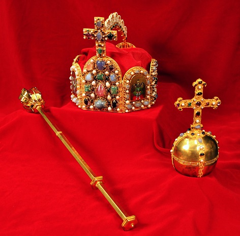opien der Krönungsinsignien des Heiligen Römischen Reichs: Krone, Szepter, Reichsapfel, 1985-1990