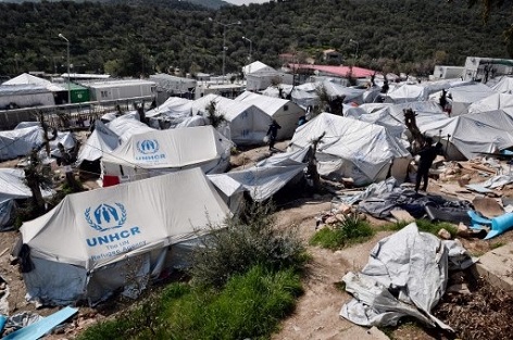 Flüchtlingscamp Moria aus der Insel Lesbos im März 2017