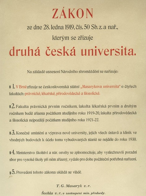 zakládající dekret Masarykovy univerzity